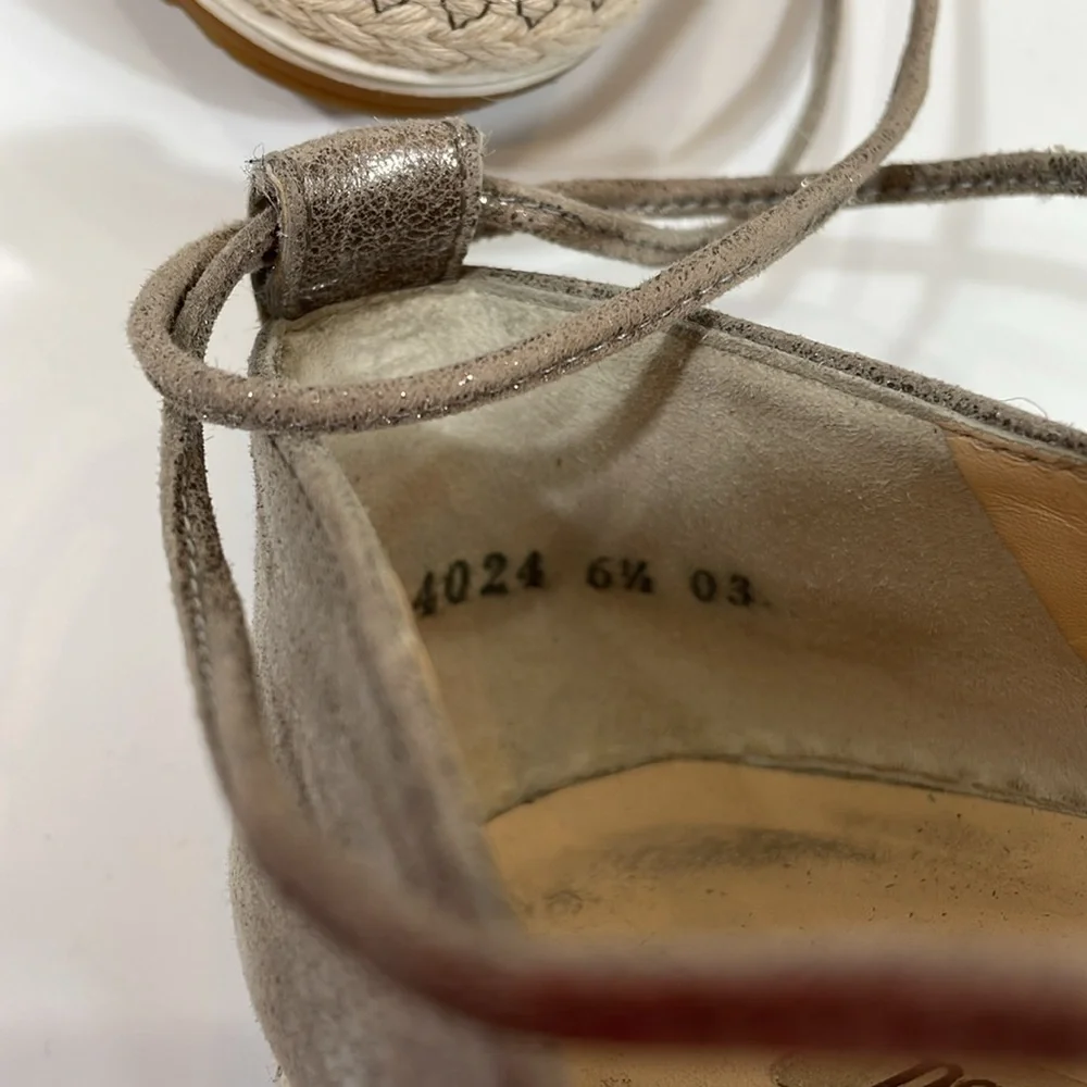 Paul Green Marcey Espadrille Flat Ankle Wrap Metallic Size 9 (6.5 UK)